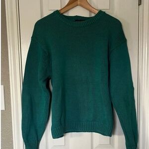Vintage Lands’ End Teal turquoise green Women's cotton Sweater - medium